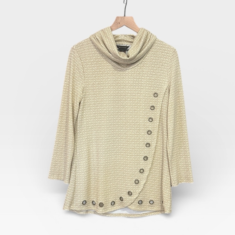 Multiples Patterned Cowl Neck Long Sleeve Tunic T… - image 2